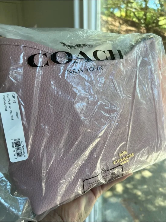 Coach Pebbled Leather Crossbody pink carnation
