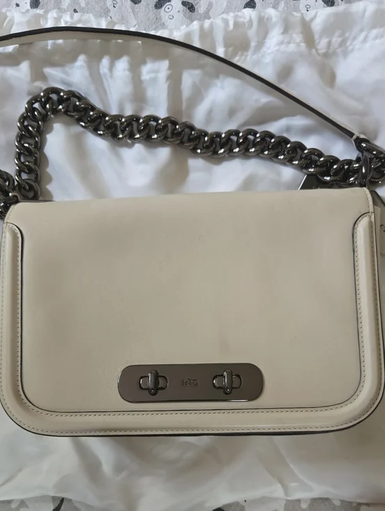 Coach 1941 Leather Shoulder Bag in Cream with Leather Accented Chain