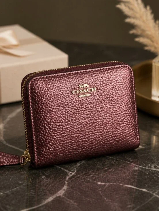 Coach Metallic Double Zip Wallet Euc