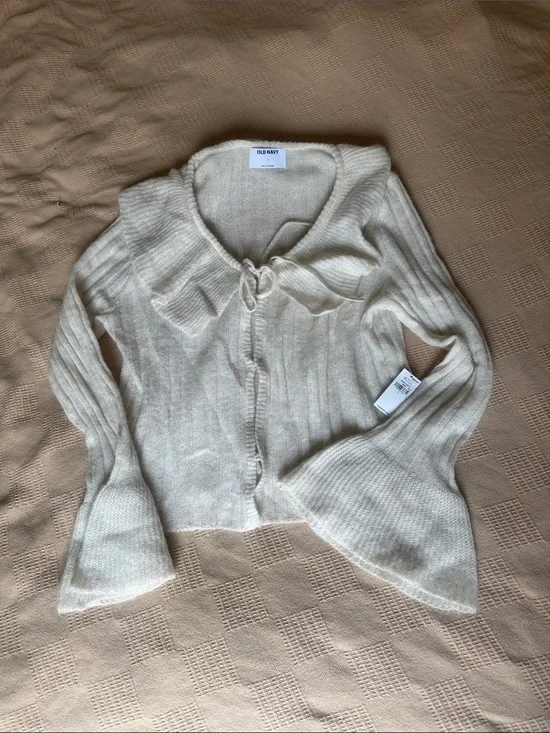 Old Navy NWT Wool-Blend Ruffle Tie-Front Cropped Cardigan