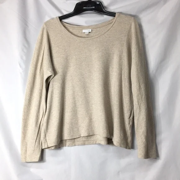 J. Jill Women’s Cream Stripe Lightweight Sweater Size MP Like-NEW Condition