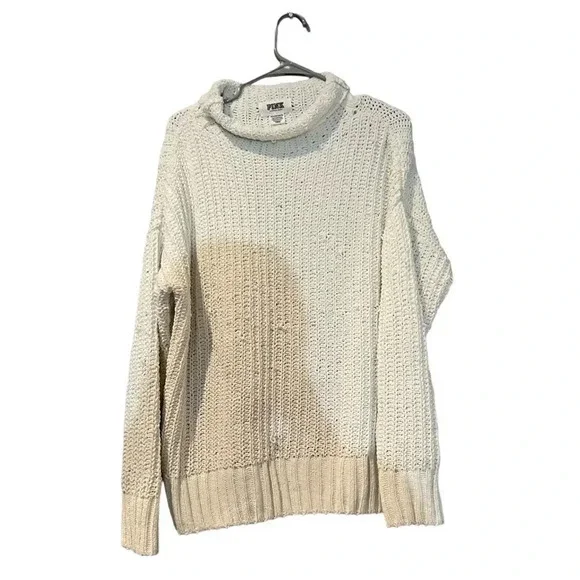PINK Victoria's Secret White Chunky Knit Sweater Size XS‎