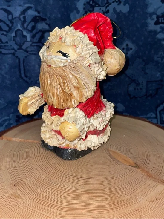 Vintage Paper Mache Mr. Santa Claus ornament Taiwan
