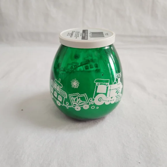 Vintage Green Glass Jar with Train Candle