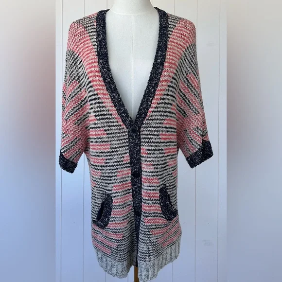 Moth by Anthropologie Button‎ Front Cardigan Deep V-Neckline Short Sleeves Small