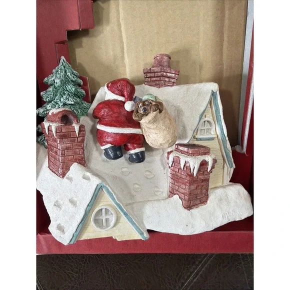 Santa Roof Top Michaels Ltd Classic Memories 3D Sculptured Plaque 1995 Vtg Read‎
