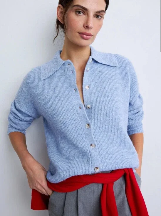 CENTRAL PARK WEST MILLIE OVERSIZED POLO SWEATER SIZE S MSRP $180