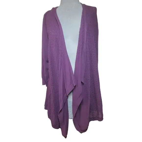 Purple Open Front Cardigan Sweater Size 16