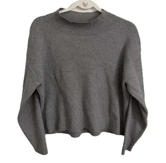 Quince Sweater Womens‎ Small Heather Gray Eco-Knit Milano Stitch Mock Neck