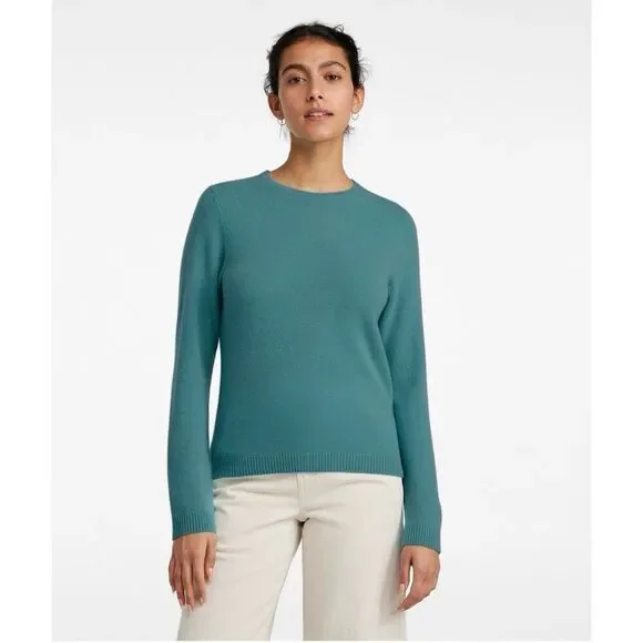 L.L. Bean Women's Classic Cashmere Crewneck Sweater Storm Teal Size L