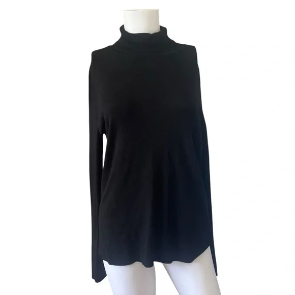 Chicos Black Turtleneck Sweater Stretch Knit Neutral Womens Size Large L
