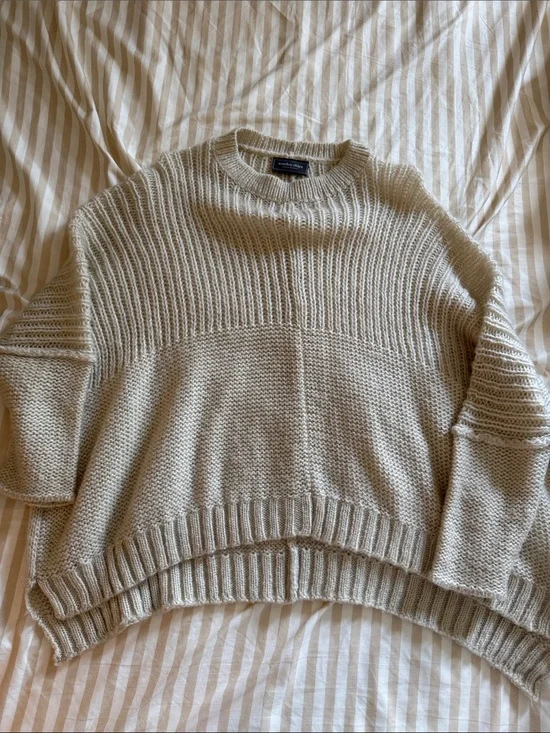 Wooden Ships Cream Ribbed Crewneck Sweater