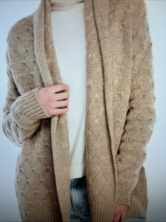 Vince Yak Wool Blend Textured Open Cardigan Sweater w/Pockets