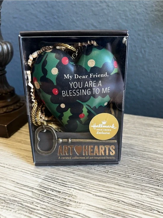 🆕 DEMDACO Art Hearts Green Holly 'You Are a Blessing to Me' Heart Ornament