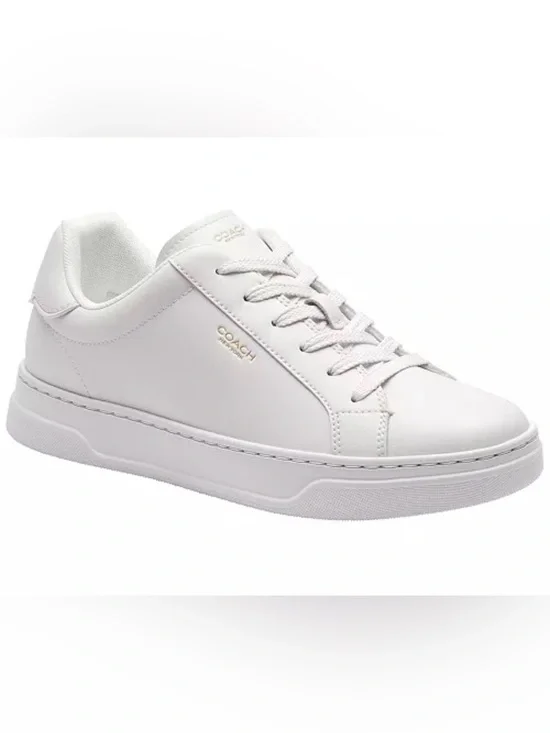 COACH® High Line Signature Canvas Lace-Up Sneakers – White Size 7.5 🤍🔥