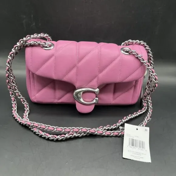 Coach Tabby 26 Vivid Pink Quilted Leather Shoulder Bag Chain Strap Purse CP149