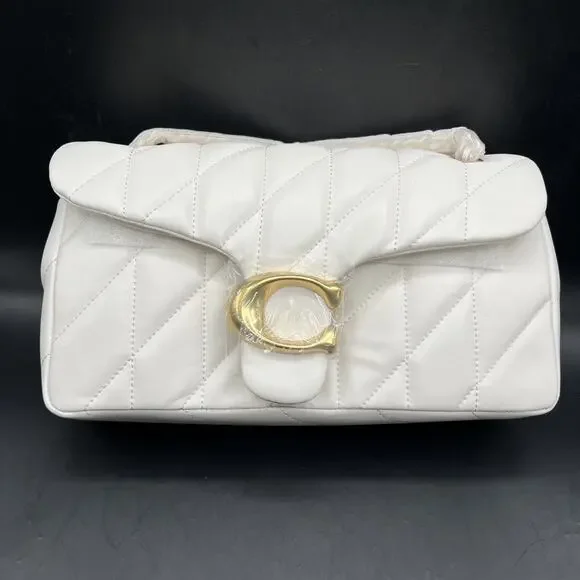 COACH Tabby Shoulder Bag 26 Quilted CP150 Brass / Chalk White Leather NWOT