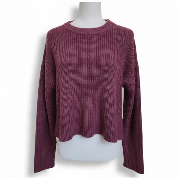 Forever 21 Plus 0X Purple Knit Sweater Cropped Boxy Pullover XL Boho Coquette