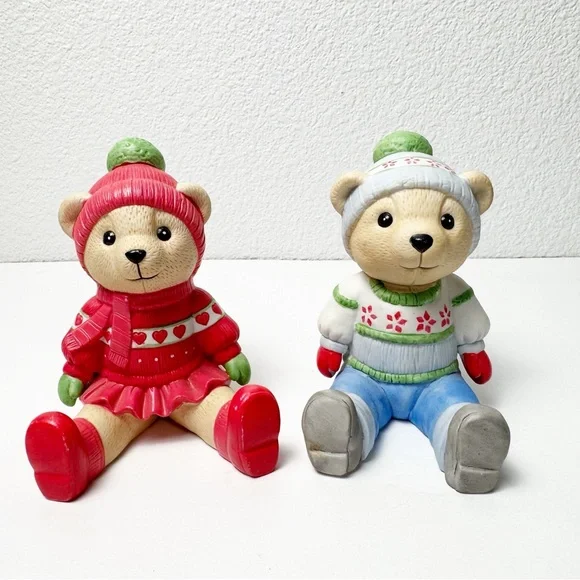 Vintage Russ Winter Bears 4” Ceramic Figurines