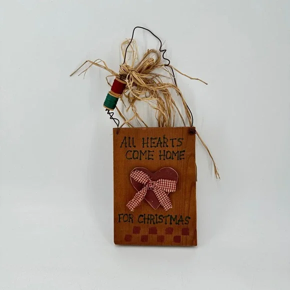Rustic All Hearts Come Home‎ For Christmas Wooden Sign Primitive Holiday Decor