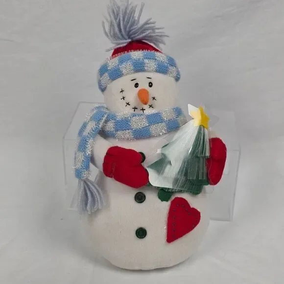 Snowman Plush w/ Blue Scarf & Light-Up Feature