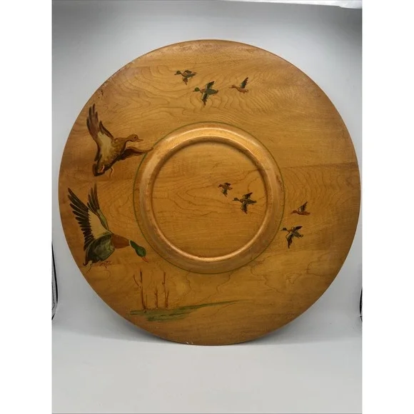 G.H.Specialty Milwaukee Maple Lazy Susan Flying Mallard Ducks 15.5