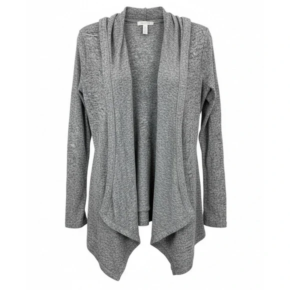 Active by Old Navy Women Gray Hooded Open Front Knit Cardigan Sweater Go- Dry S‎