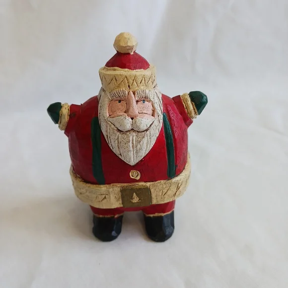 Old World Santa Hand Carved Wood Christmas Figurine