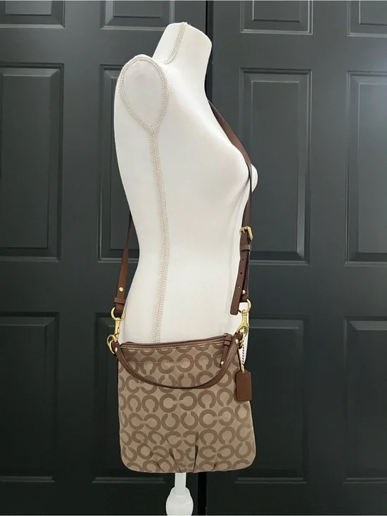 Coach Brown Signature Opt Art Crossbody Bag
