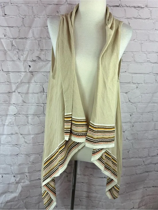 Ruby Rd. Sleeveless Drape Cardigan vest women XL boho coastal cowgirl layering