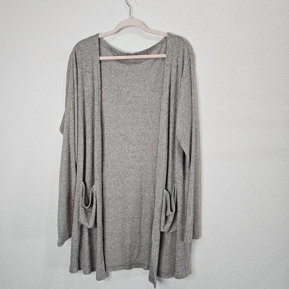 ZYIA‎ Active Cardigan Size XXL Pink Ash Long Line Boyfriend Pockets Sweater