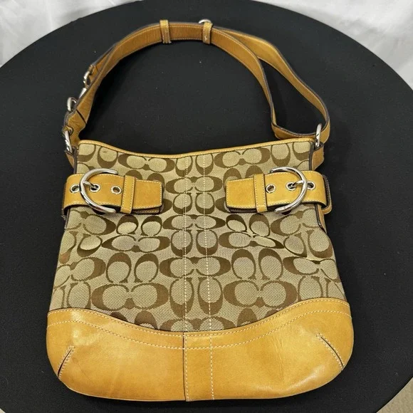 Y2K COACH Purse Monogram Brown & Beige 2000's Vintage‎ Shoulder Bag