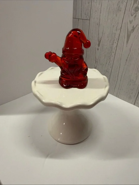 Red Glass Santa Holiday Figurine - Unknown Brand
