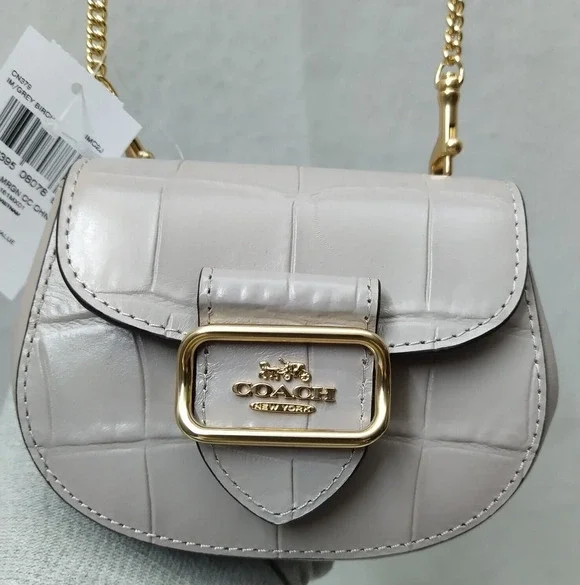 Coach Morgan Gray Brich Leather Card Holing Chain Crossbody Bag - NWT $248