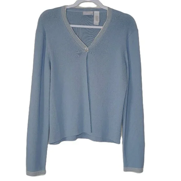 Women's V-Neck Cardigan Sweater Old Money Minimalist Vtg Liz Claiborne