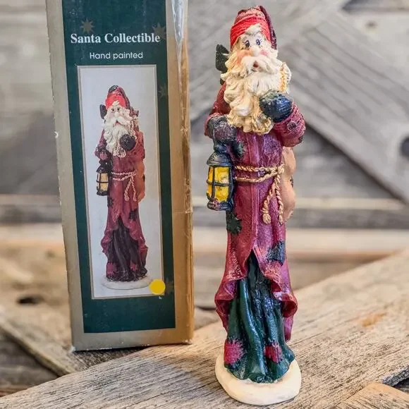 Roman Inc-Rustic Santa Christmas Collectible Hand Painted Decor-Original Box-6