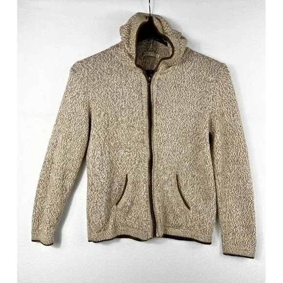 Alpaca Imports DL Women's S Sweater Cardigan Hooded Brown‎ Alpaca Blend Full Zip