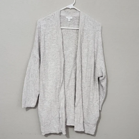 Pure Jill Cardigan XL Petite Long Sweater Gray White