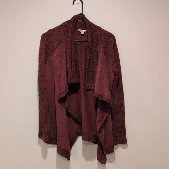 Lucky Brand Burgundy Open Front Cardigan