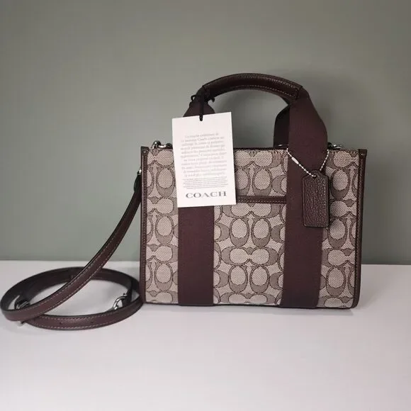 NWT Coach CAR78 Smith Tote Bag 24 Crossbody In Signature Jacquard In Oak/Maple