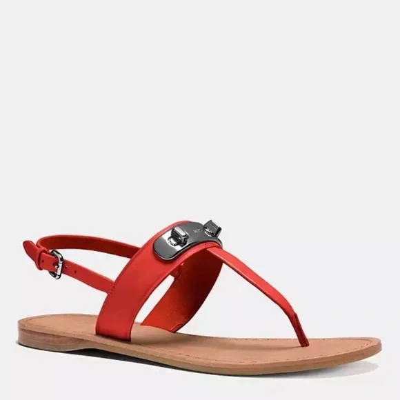 Coach Gracie Semi Matte Calf Women's Carmine Sandals Size 6.5