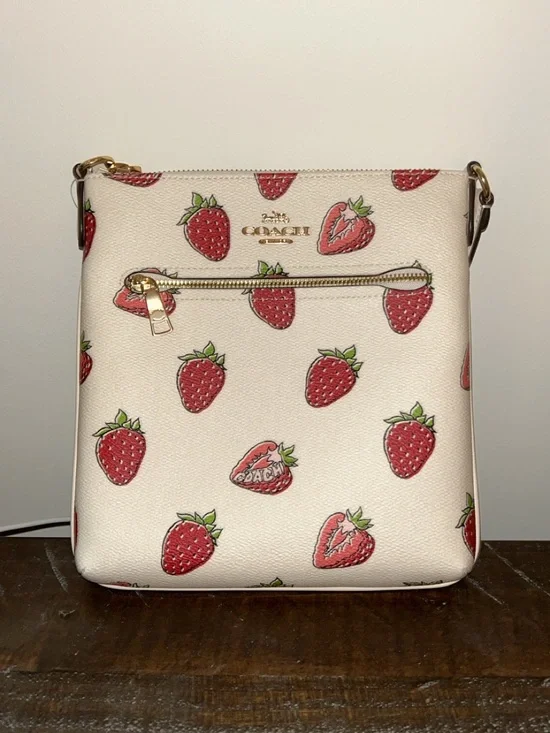 Coach Strawberry Print Crossbody Bag - Cream/Red