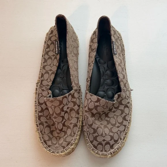 Coach Signature Canvas Espadrille Flats in Brown