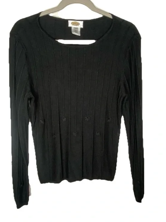 Talbots Silk Cotton Cashmere Long Sleeve Sweater M Black