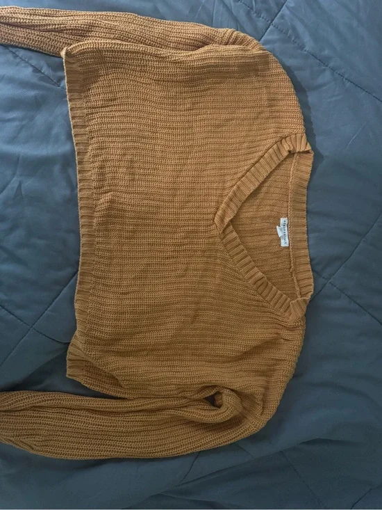 Mustard V-Neck Knit Sweater
