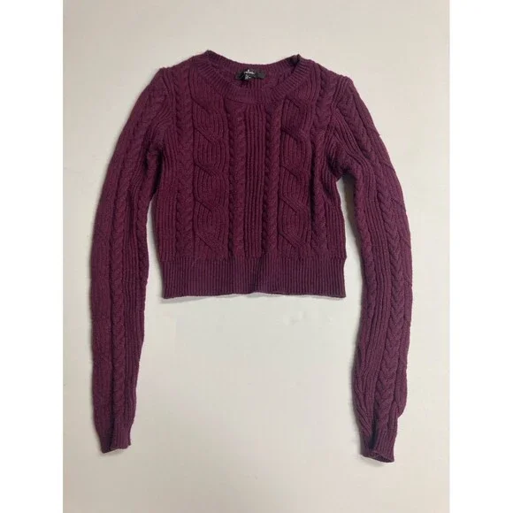 Lulus Women’s Purple Cable-Knit Crew Neck Pullover Sweater M