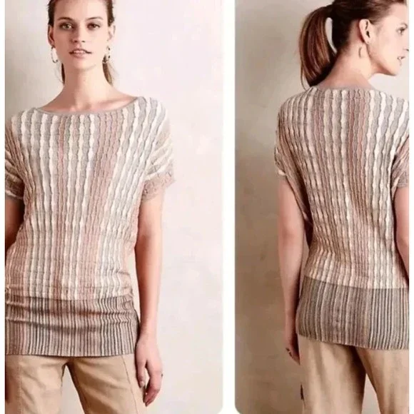 Anthropologie Moth Nessa Wool Blend Textured Pleated‎ Top Boho Chic Artsy XS