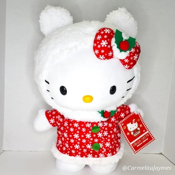 🎄 HELLO KITTY ❄️ Snowflake Fur Coat Door Greeter Official Sanrio Christmas 2024