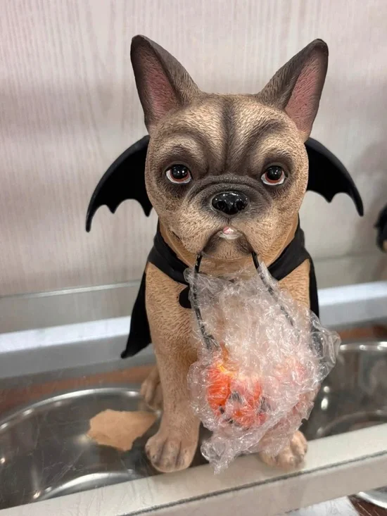 French Bulldog Halloween Figurine in Tan and Black