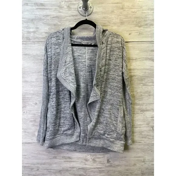 ATHLETA Blissful Cardigan Open Front Hooded‎ Wrap Heather Gray 721640 Womens XS